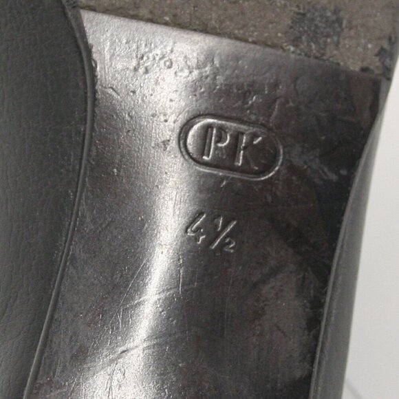 Peter Kaiser Black Leather Square Toe Slip On Block Heel Ankle Boot Sz 4.5 - Picture 12 of 15